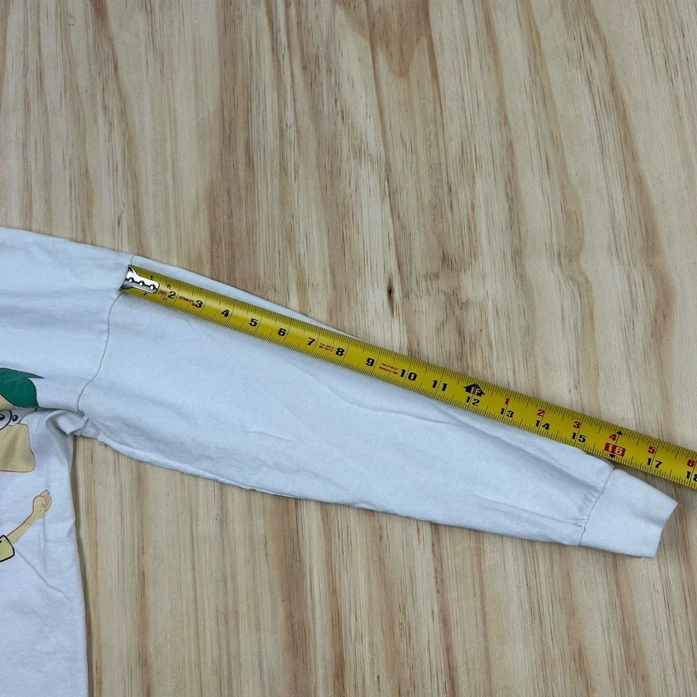 Phineas & Ferb Disney T-shirt White Ferb Funky Fresh KIDS size Large Long Sleeve